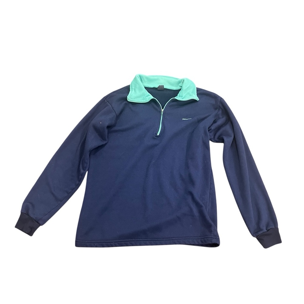 Vintage Patagonia Capilene Navy and Mint Pullover Women’s Medium
